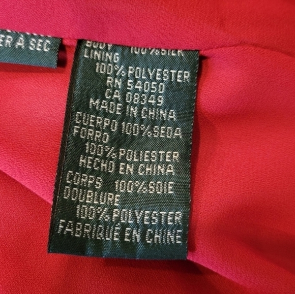 Lauren Ralph Lauren SZ 6 Vintage 100% Silk Red 3 Button Holiday Lagenlook Blazer - Picture 4 of 12